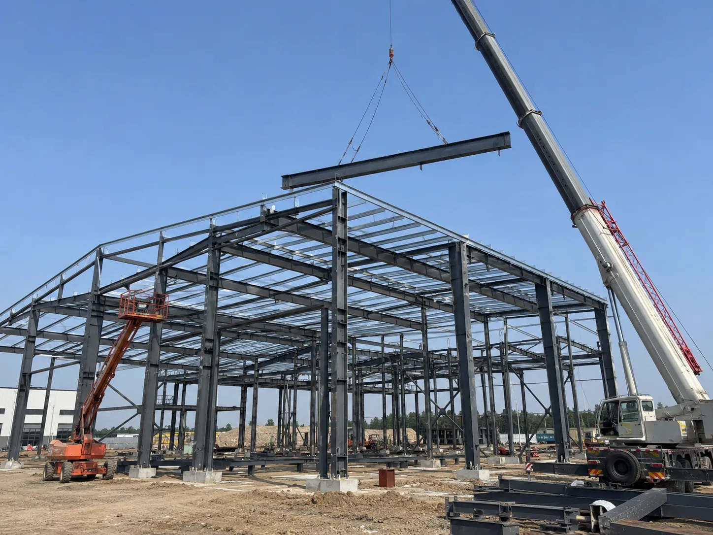 industrial steel storage building under construction