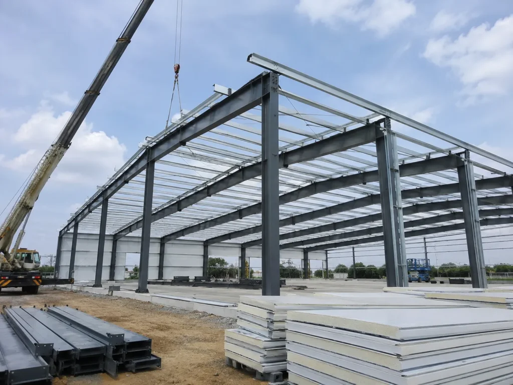 prefab steel warehouse kit with steel frame and wall panels