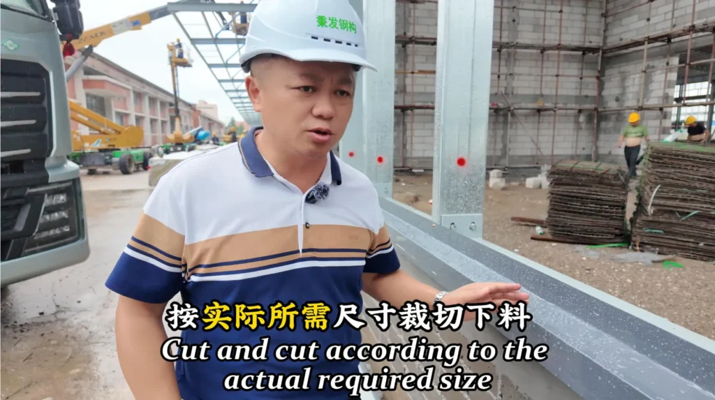 Steel building sealing edge detail explained by engineer on construction site