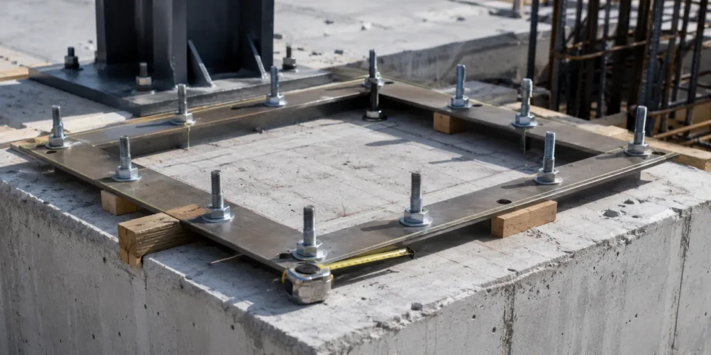 Anchor bolt layout for steel building foundation installation