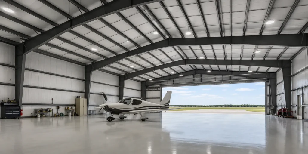 Prefabricated steel aircraft hangars for aircraft storage