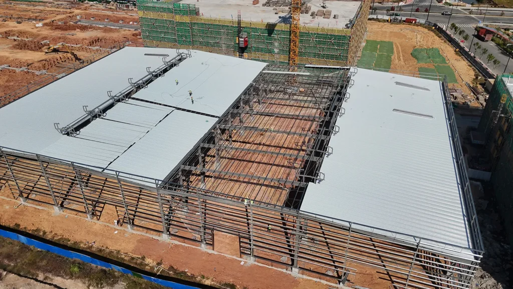 prefabricated industrial steel building construction project