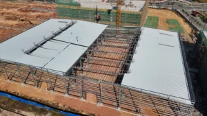 prefabricated industrial steel building construction project