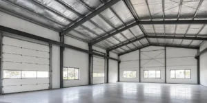 Reflective roof insulation inside a prefabricated steel building