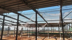 Steel building roof beams and main frame structure