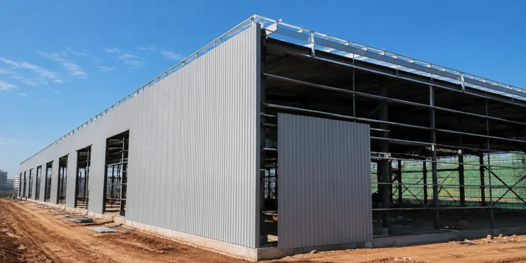 Steel building wall cladding system supported by wall girts
