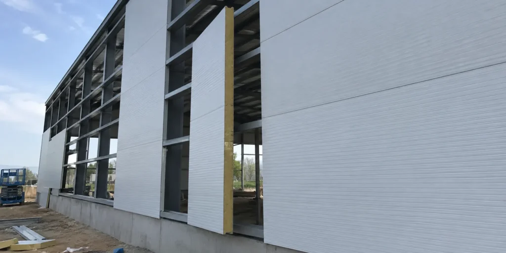 Steel building wall insulation panel installation