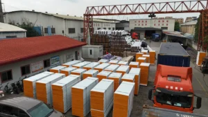 Steel maintenance workshop building components ready for delivery