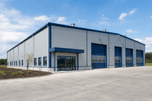 Modern prefabricated steel workshop building designed for manufacturing facilities