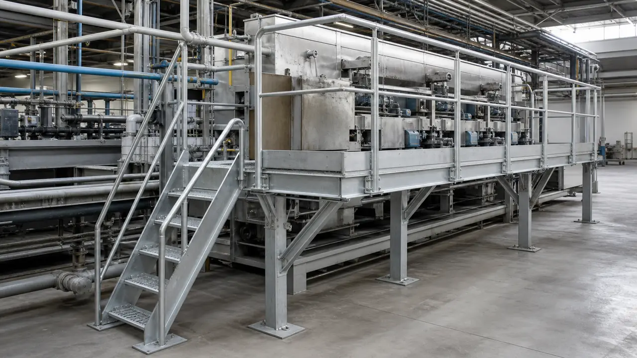 Industrial steel access platform for equipment maintenance and safe operation