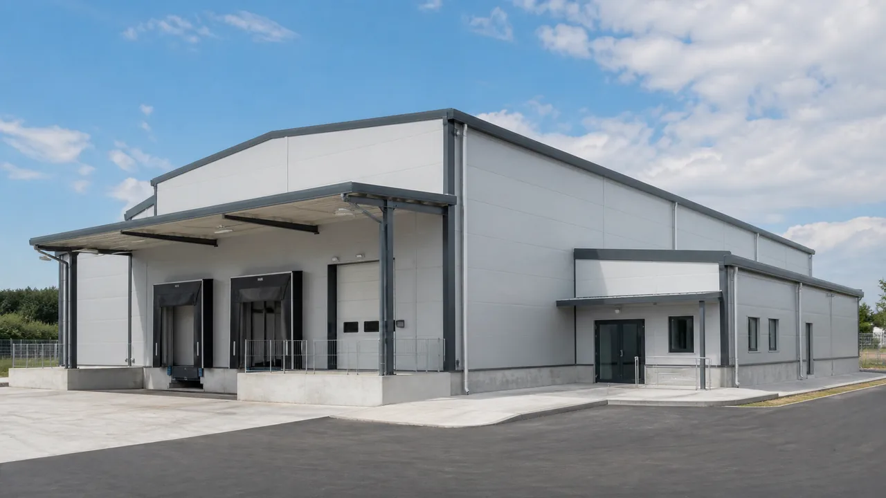 Food packaging facility inside a prefabricated steel workshop building