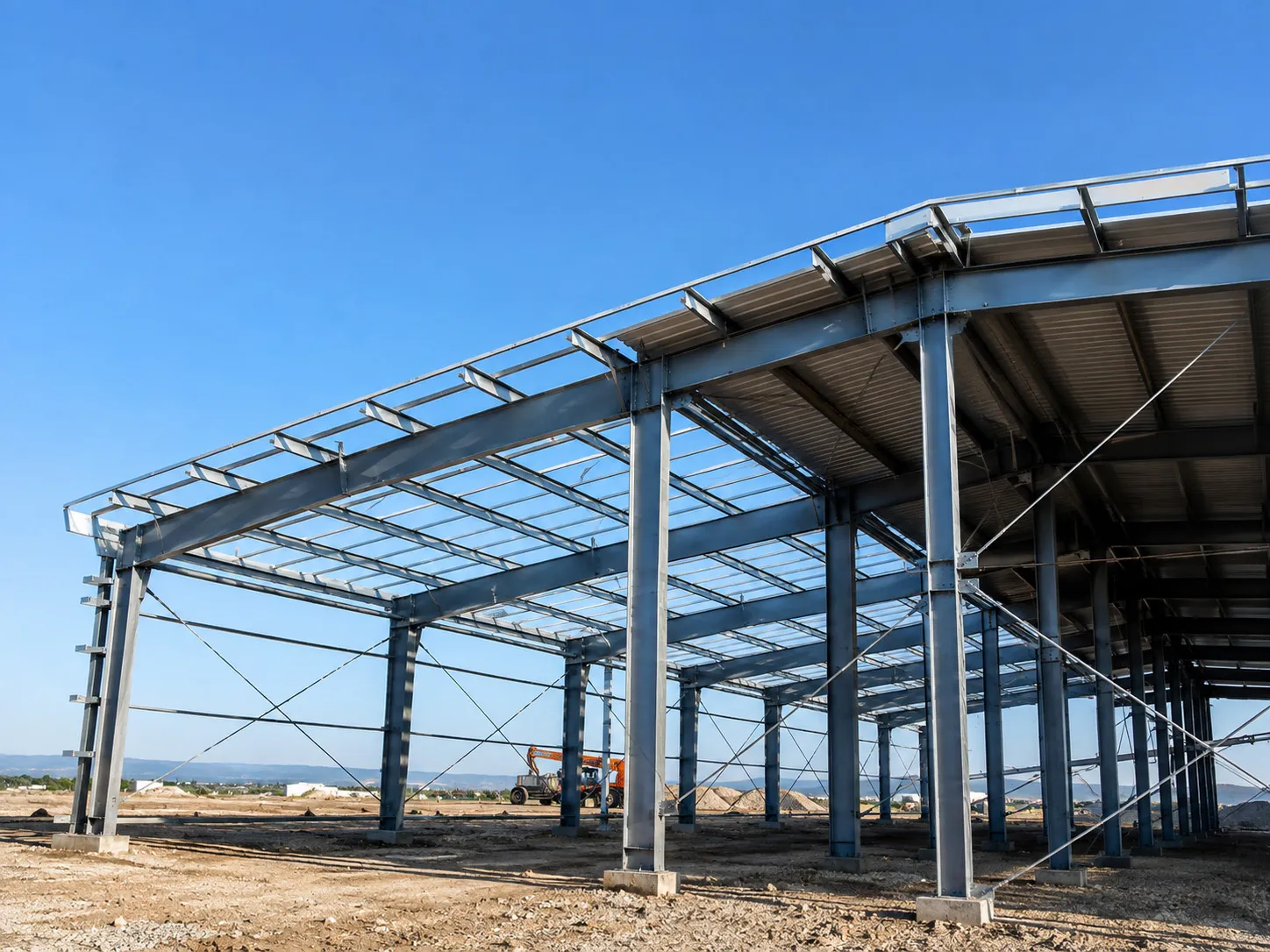 Gable roof slope on a steel structure building