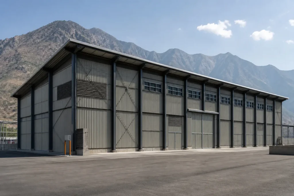 Diseño sísmico de edificios de acero para una instalación siderúrgica industrial terminada.