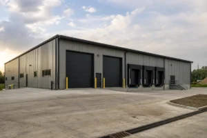 Completed industrial building designed using steel building load calculations
