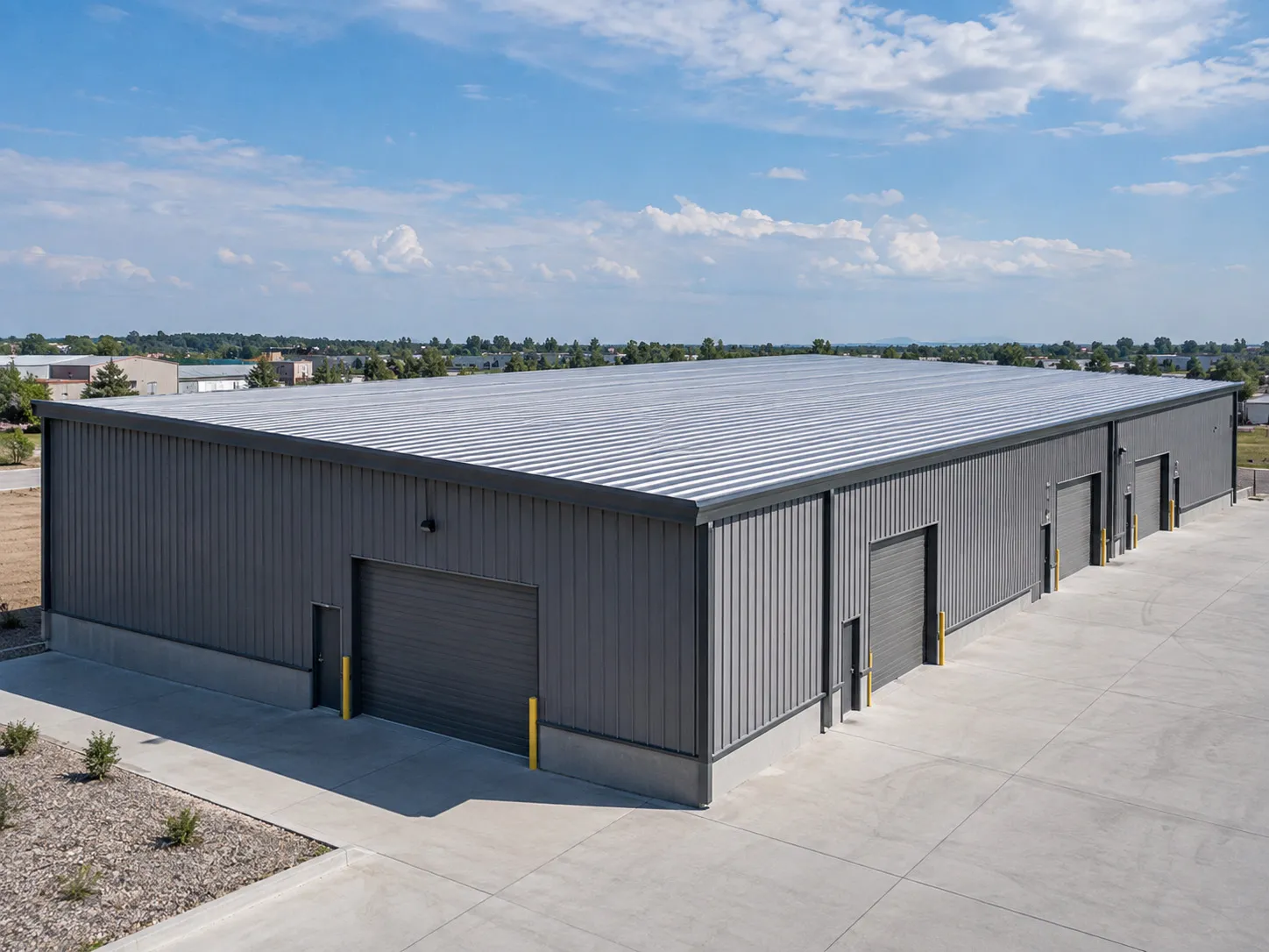 Steel building roof slope for industrial building design