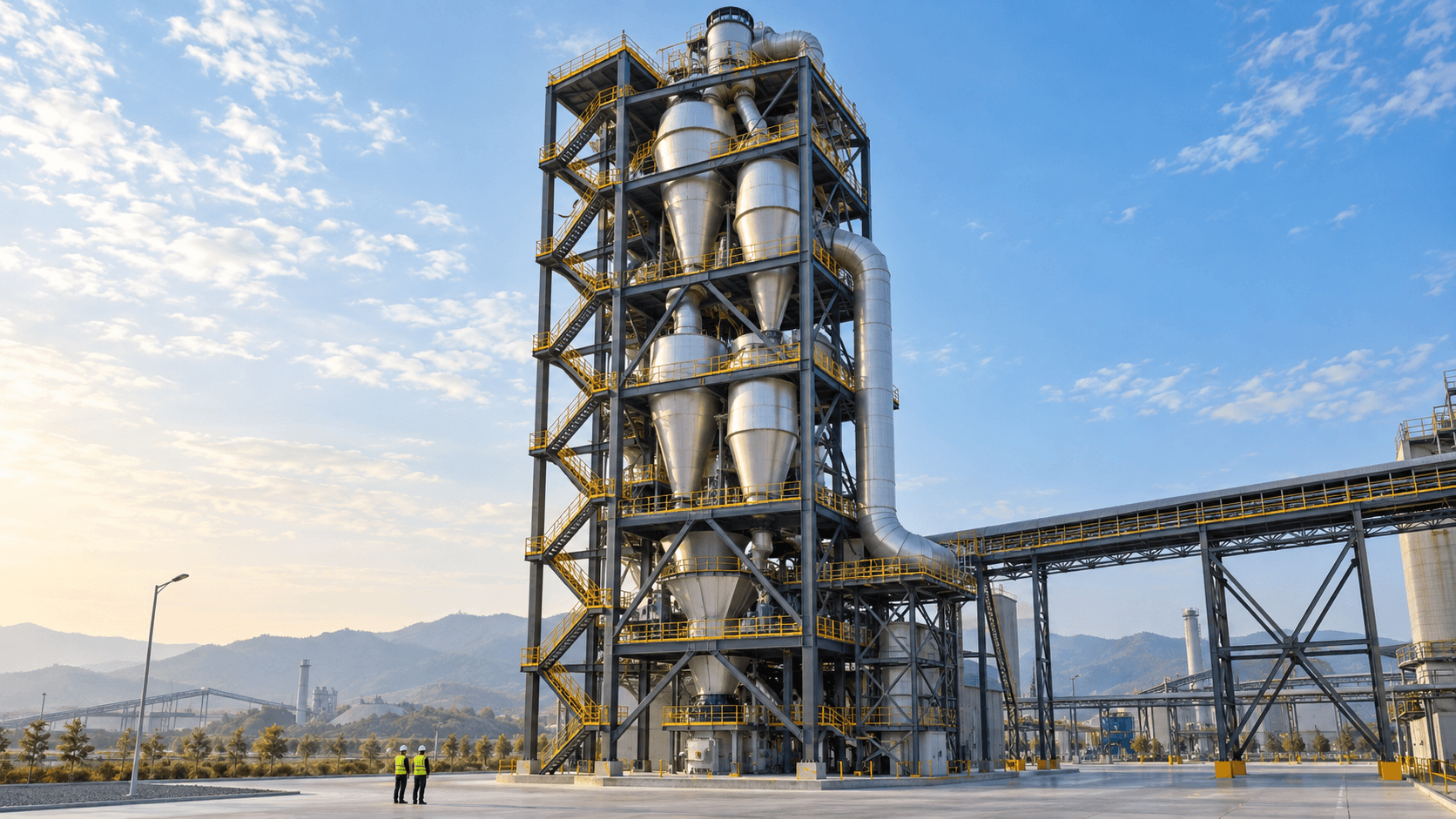 Modern cement plant preheater tower steel structure with cyclone platforms