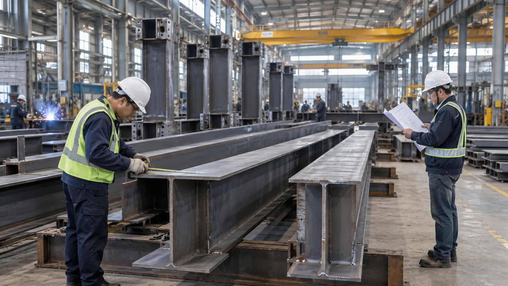 Reliable steel structure supplier performing factory inspection