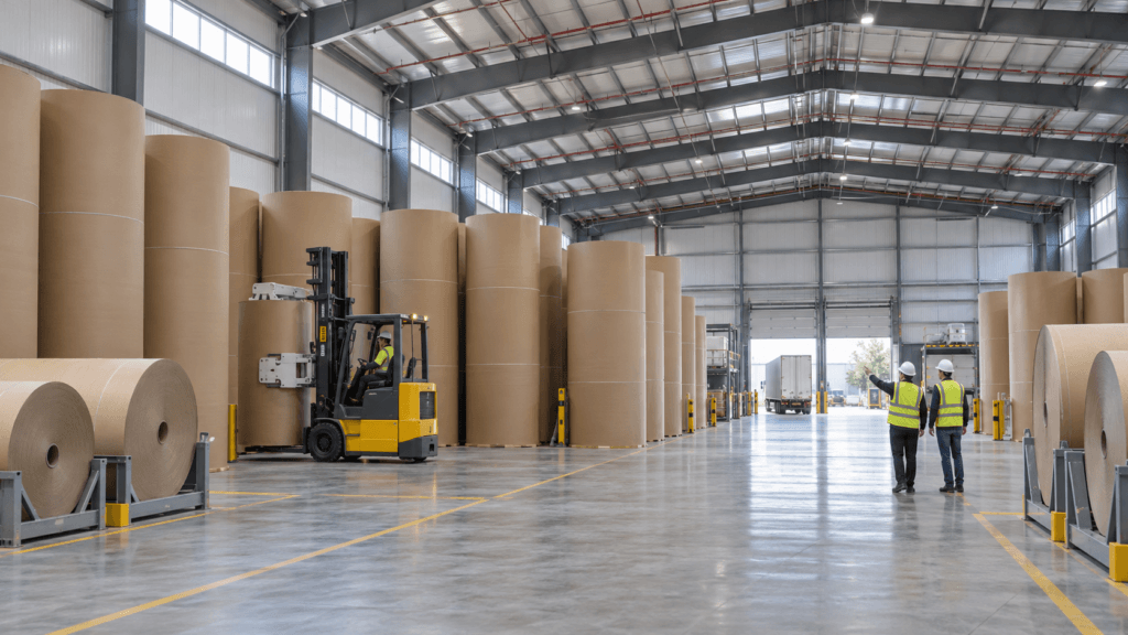 Steel paper roll warehouse building for safe industrial storage