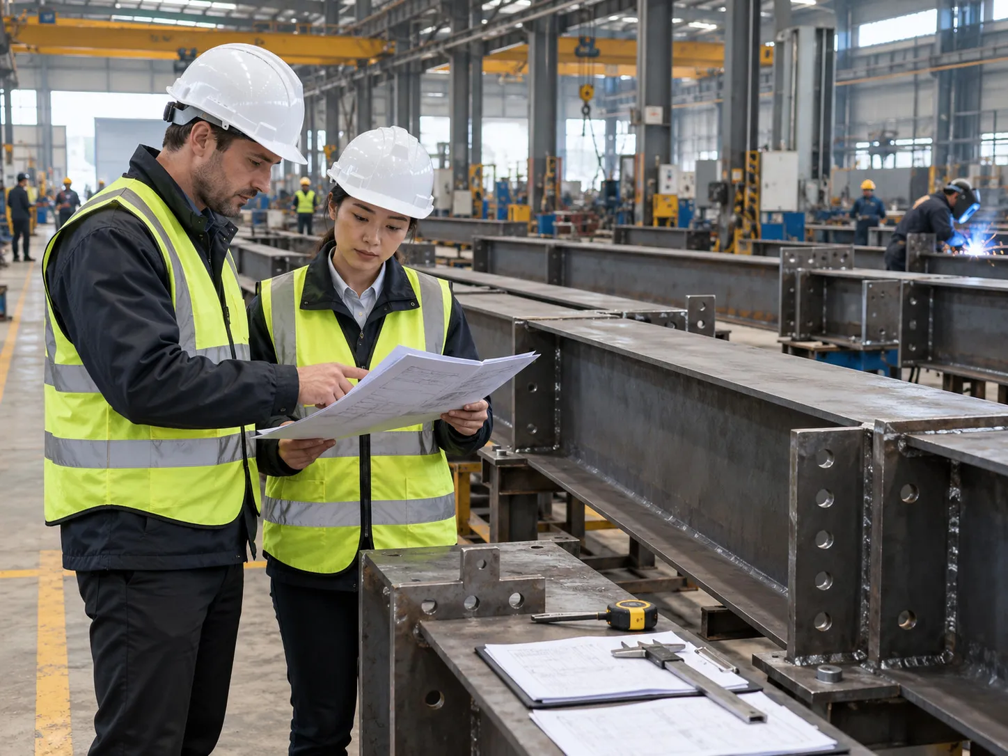 Steel structure company certifications reviewed during a factory inspection