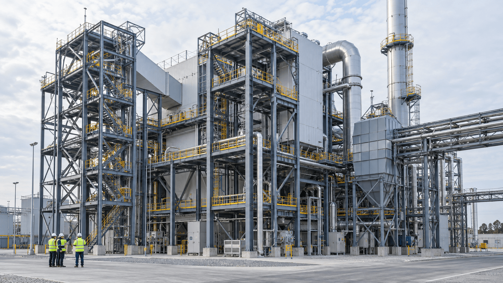 Waste-to-energy plant steel structure for industrial power generation